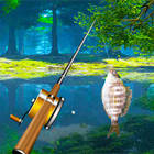Pesca en el lago del bosque